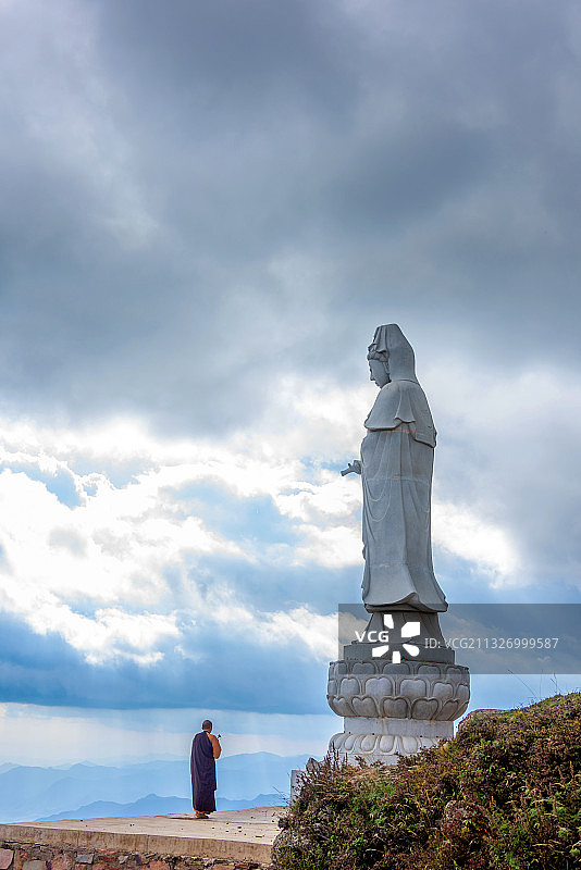 中国山西忻州五台山南台普济寺露天观音图片素材