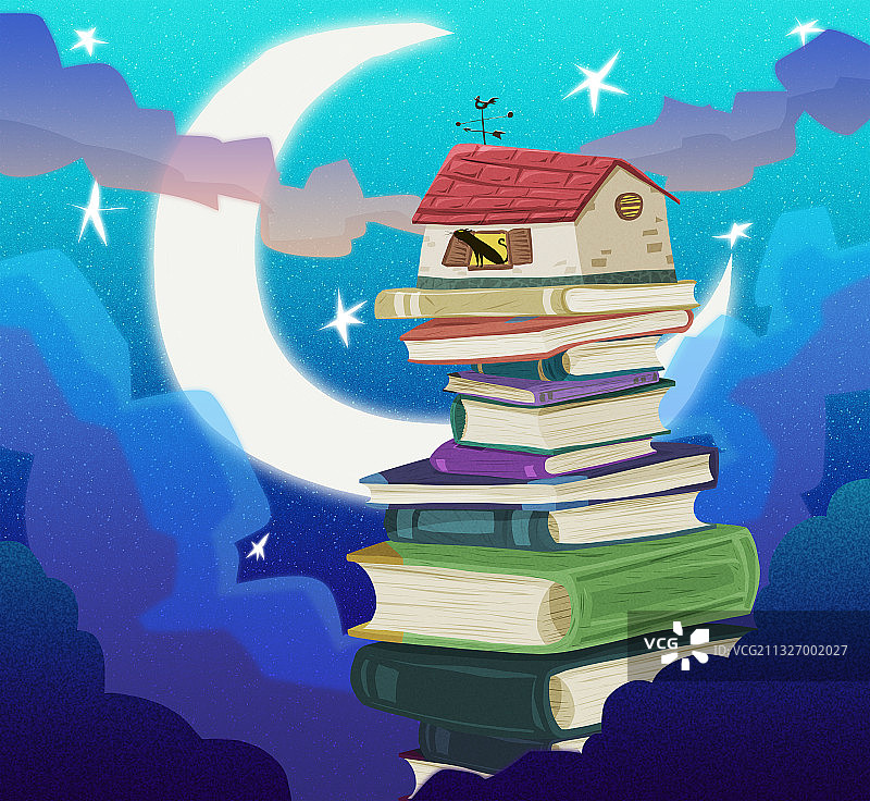 夜猫子书塔知识的海洋图片素材