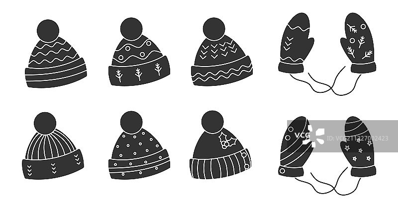 针织帽子手套圣诞套装图片素材