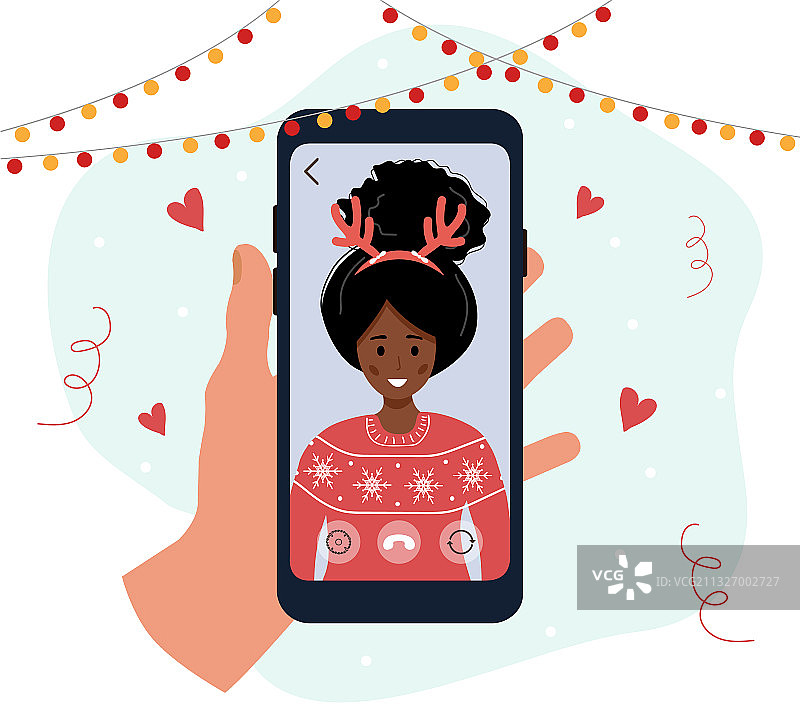 圣诞节视频通话：家庭庆祝节日图片素材