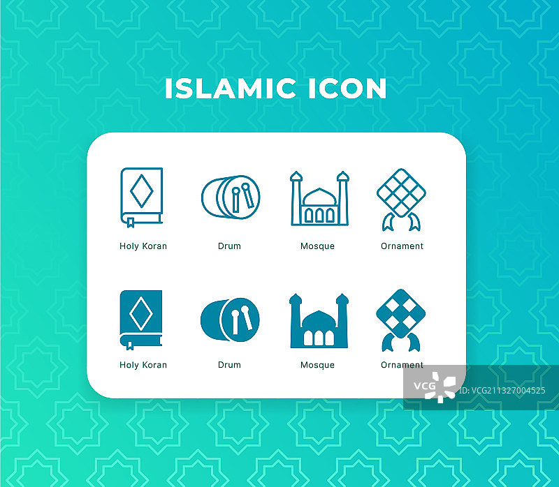 伊斯兰图标双色合集图片素材
