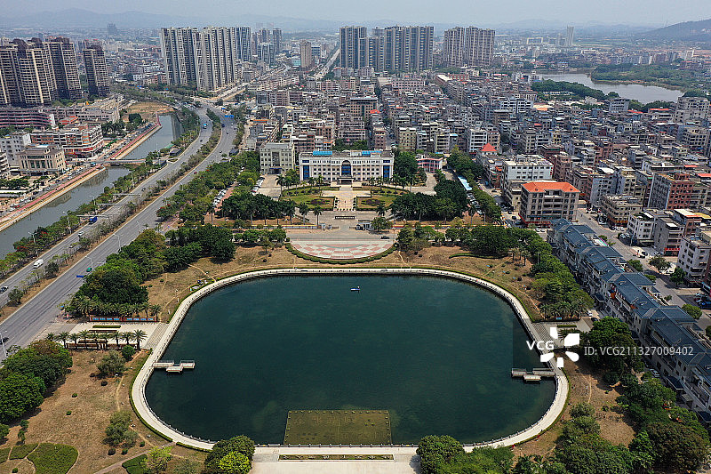 广东省惠州市惠城区水口街道湖滨公园航拍图片素材