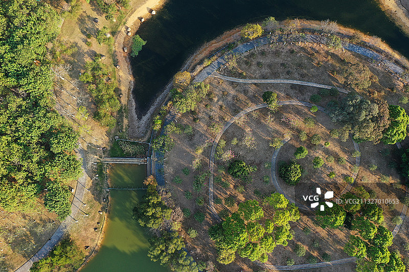 广东省东莞市大朗镇松山湖中心公园航拍图片素材