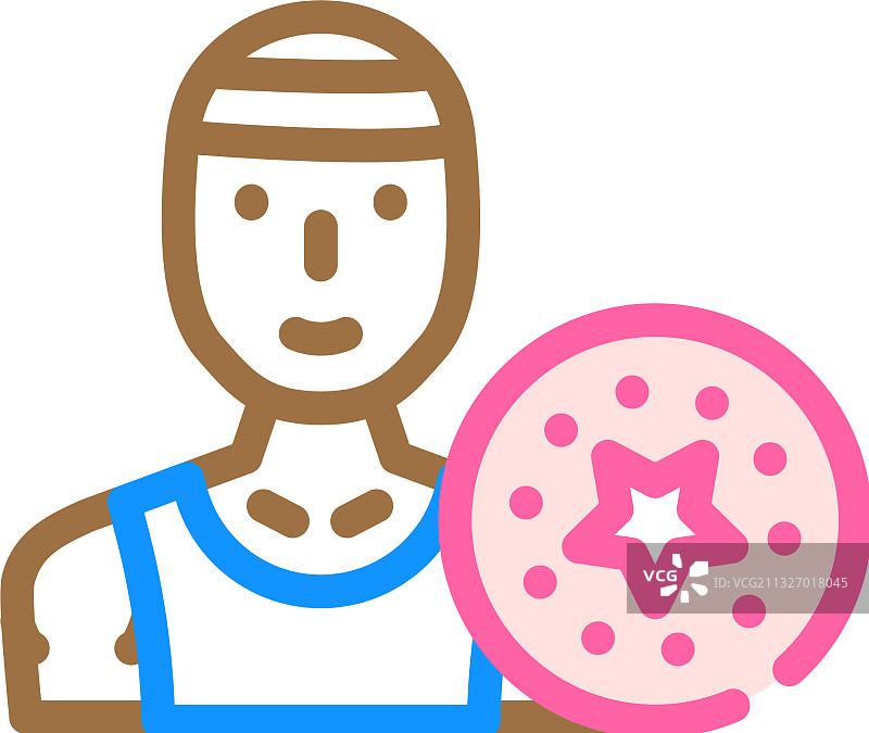 飞盘沙滩运动彩色图标图片素材