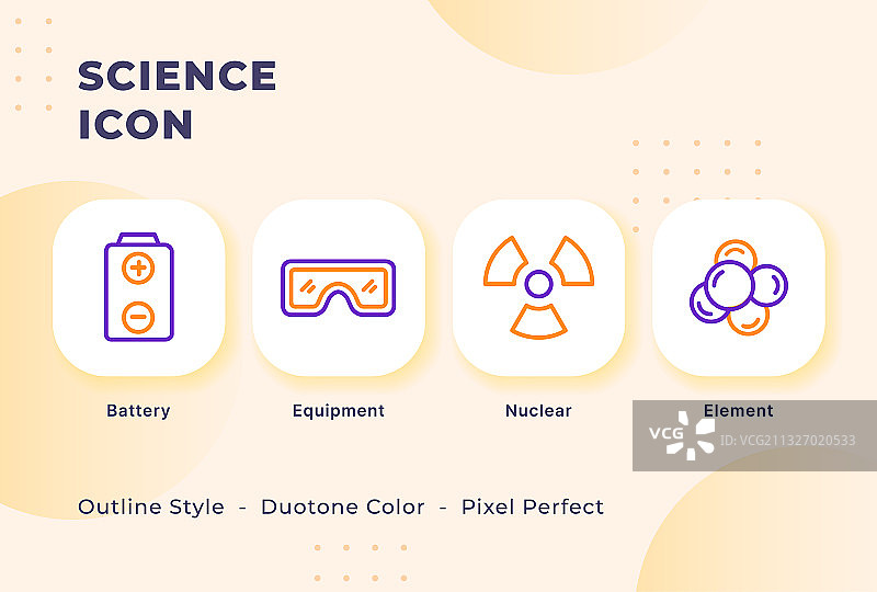 现代扁平轮廓风格科学图标合集图片素材