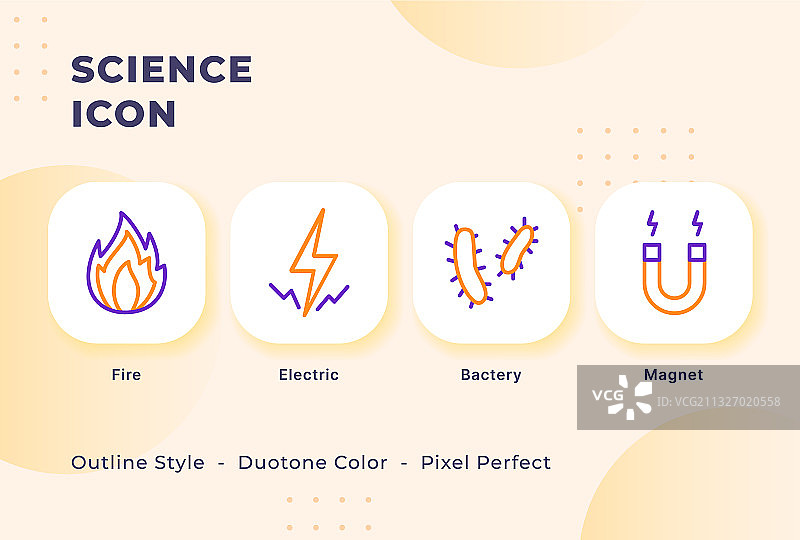 现代扁平轮廓风格科学图标合集图片素材