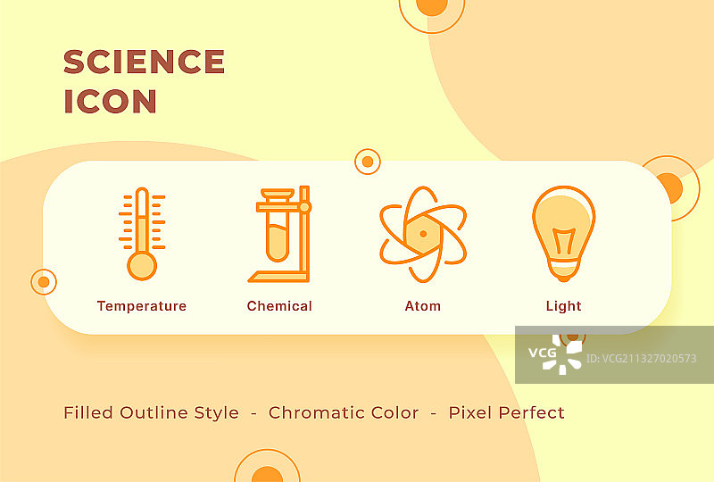 现代扁平填充轮廓科学图标集图片素材