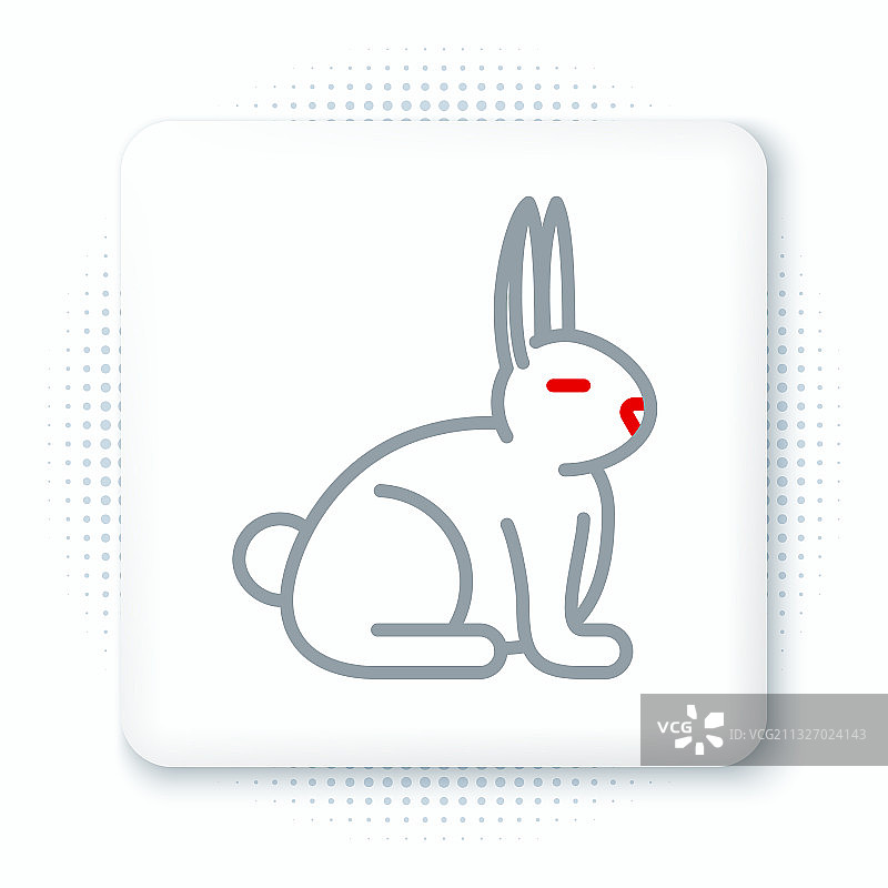 白色背景上的线条兔子图标图片素材
