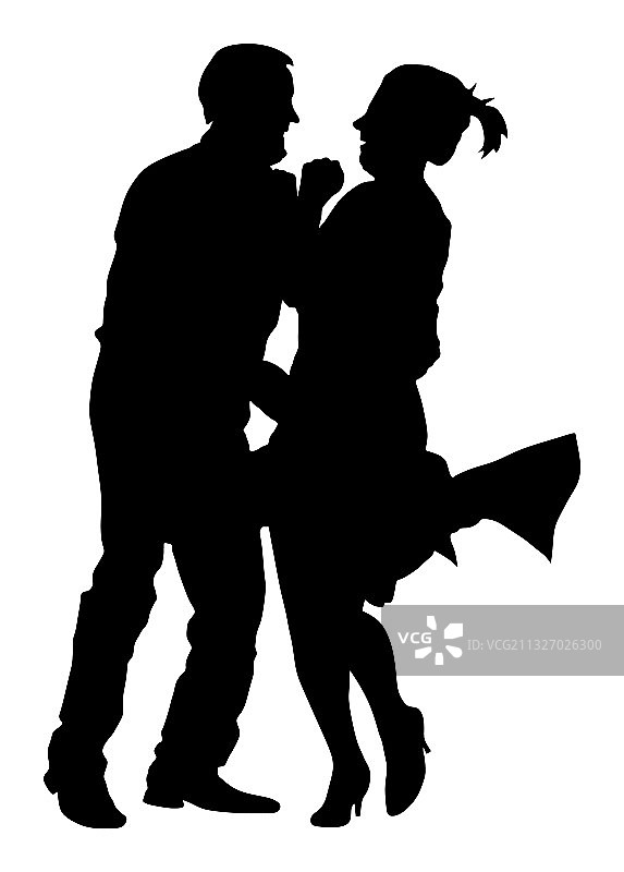 优雅的拉丁舞者情侣剪影图片素材