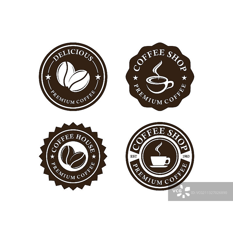 复古咖啡店Logo设计与标签图片素材