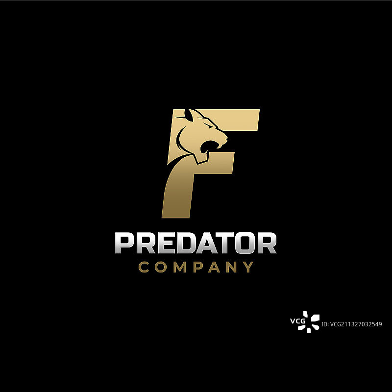 老虎掠食者字母F标志设计图片素材
