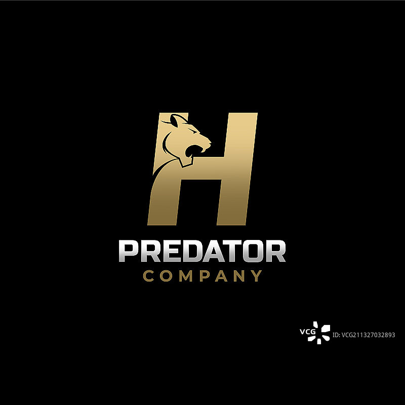 字母H老虎捕食者标志设计图片素材