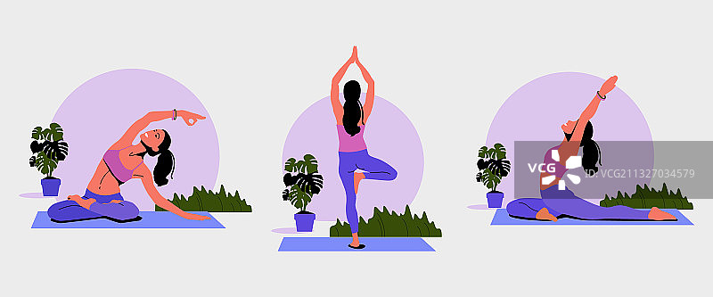 瑜伽姿势伸展运动合集图片素材