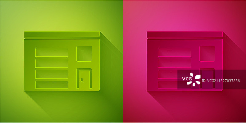 剪纸消防站建筑图标图片素材