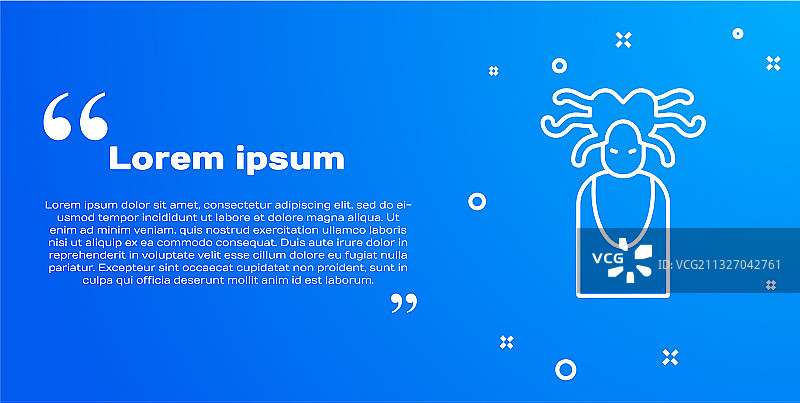 带有蛇的希腊神话美杜莎头像白色线条图片素材