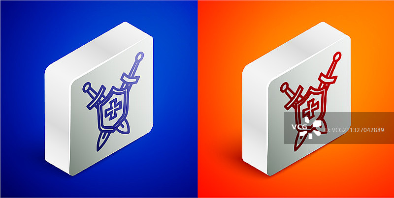 2.5D线条中世纪盾牌与剑图片素材