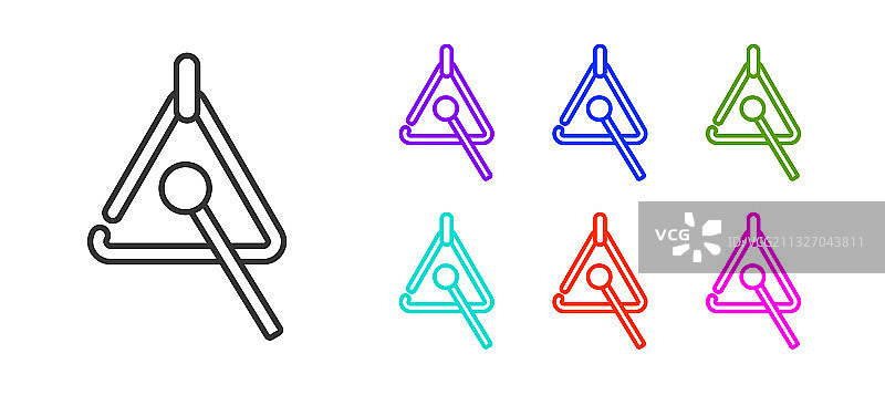 黑色线条三角乐器图标图片素材