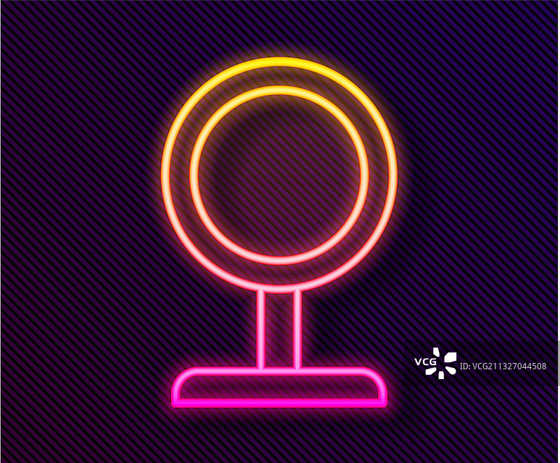 发光的霓虹灯圆形化妆镜图标图片素材