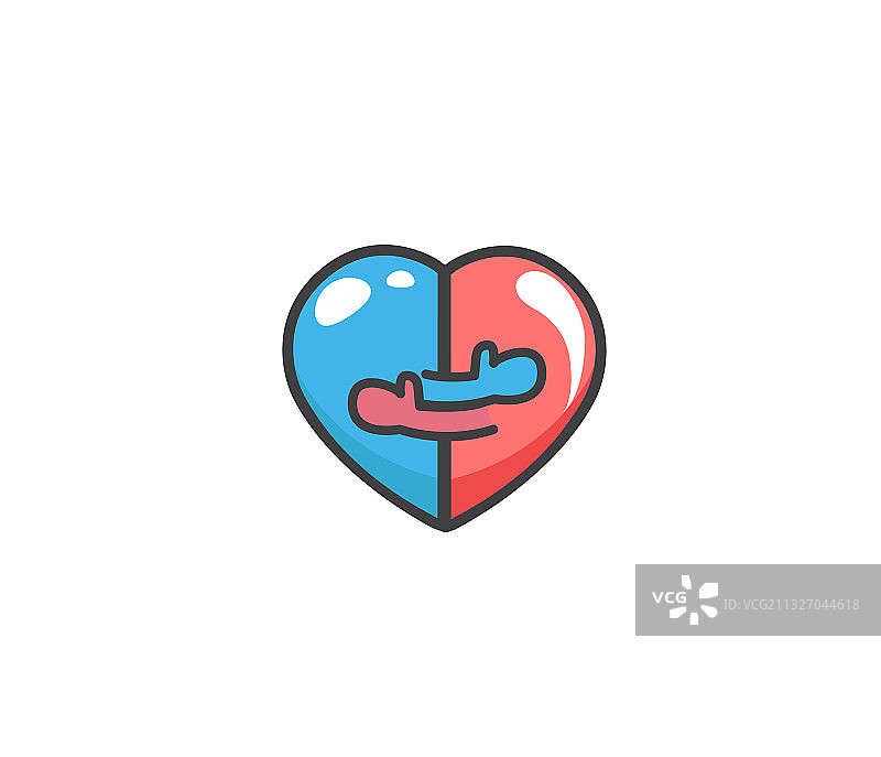 拥抱的两半心图片素材