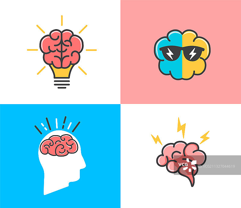 不同状态的大脑集合图片素材