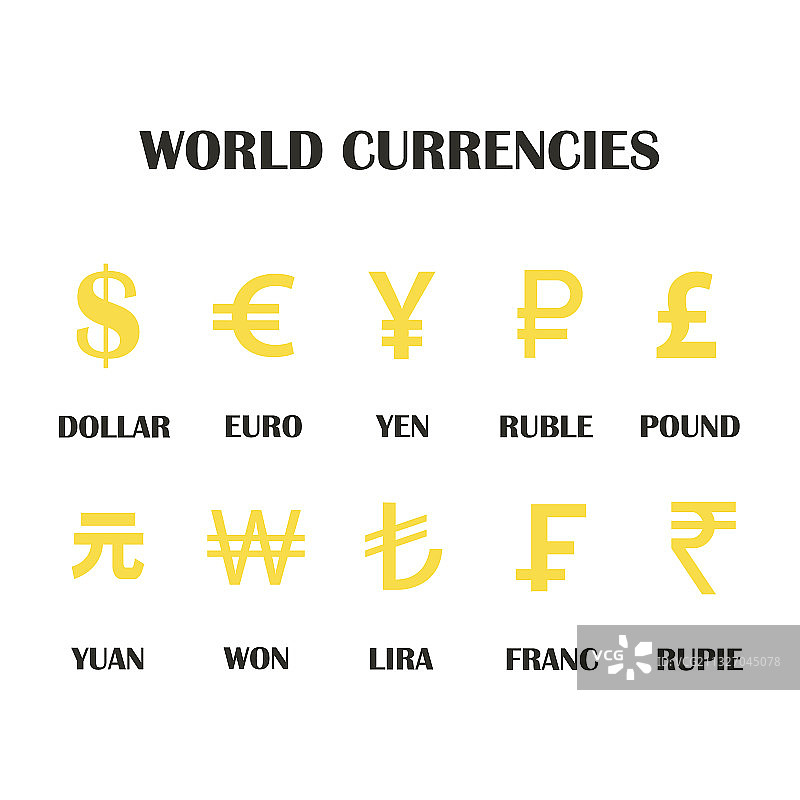 世界货币符号不同国家图片素材