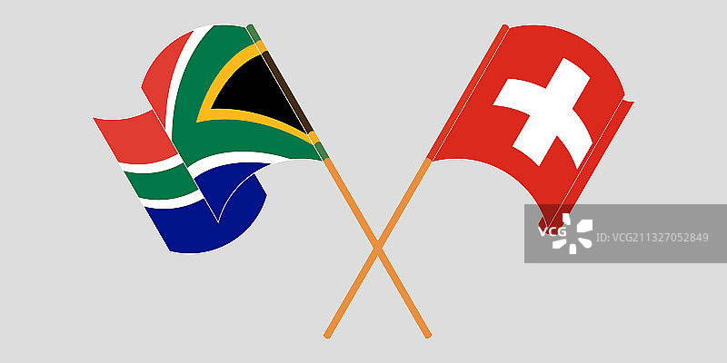 瑞士和南非的交叉旗帜图片素材