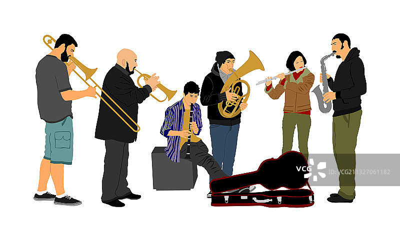 街头铜管乐队演奏乐器音乐会图片素材