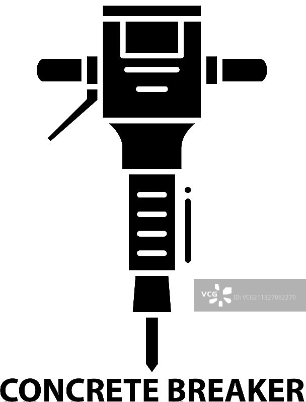 带混凝土破碎机图标的黑色标志图片素材