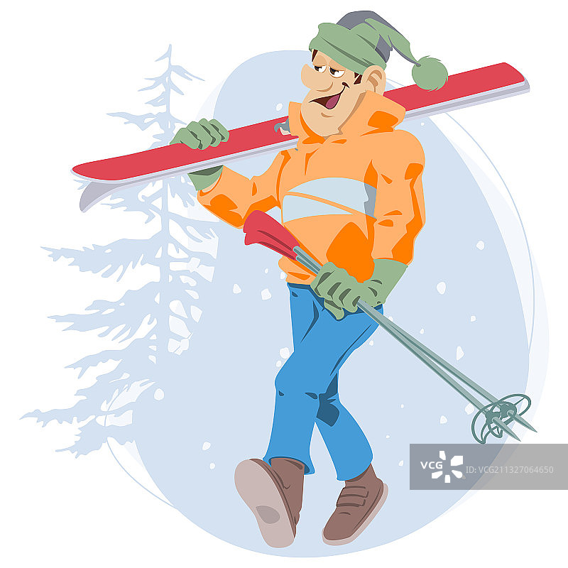 快乐的滑雪者上网和移动设备滑雪图片素材