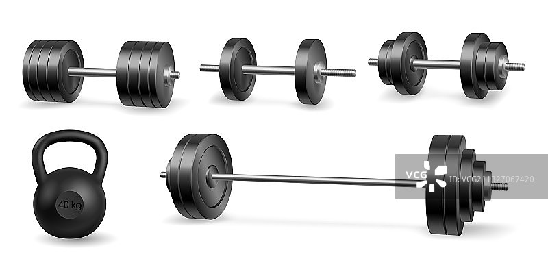 哑铃、杠铃和重量健身图片素材