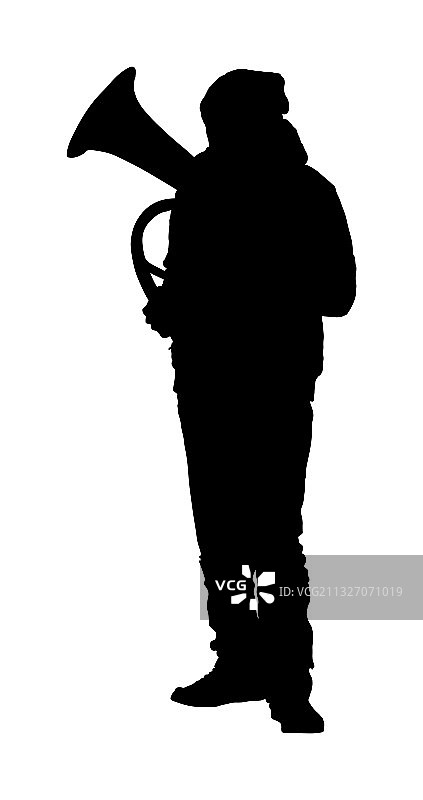 次中音号演奏者轮廓音乐人图片素材
