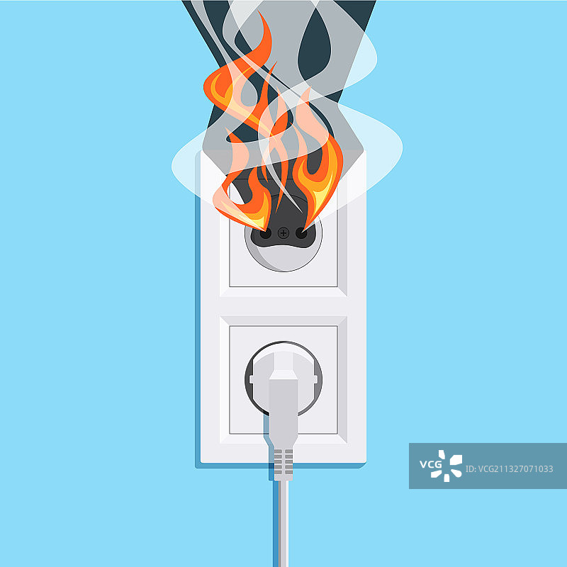 扁平风格的电气火灾概念图片素材
