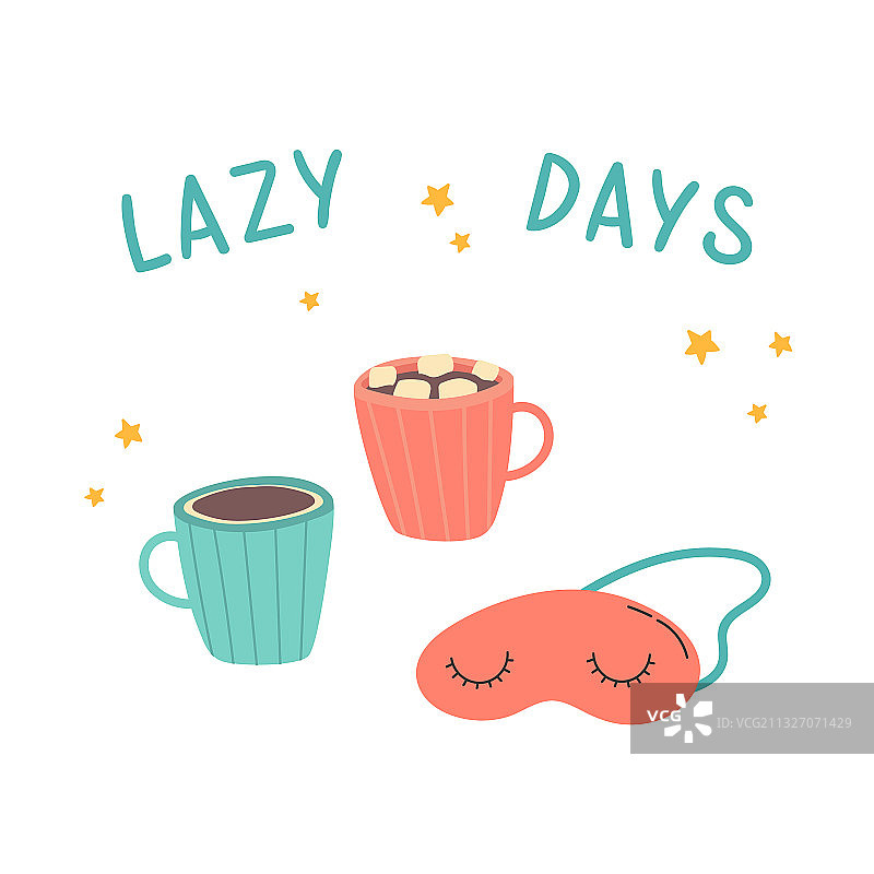 可可杯、棉花糖和睡眠眼罩图片素材