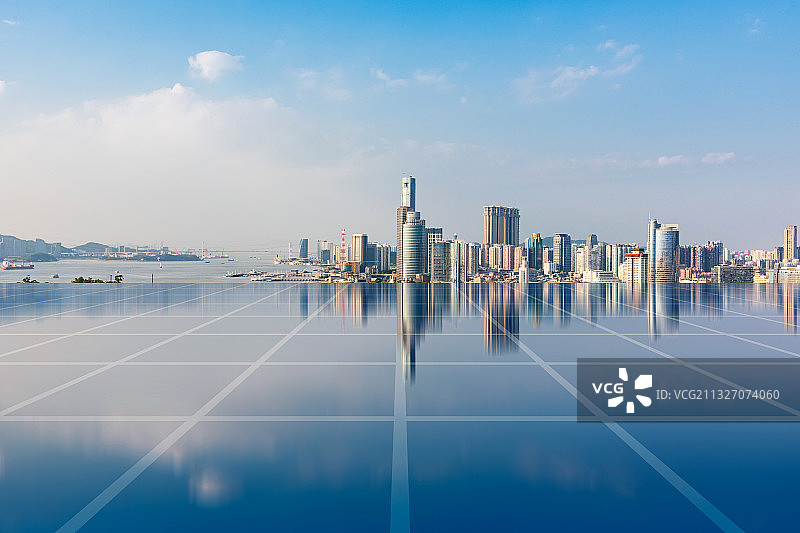 厦门城市风光和金融科技大数据智慧城市概念图片素材