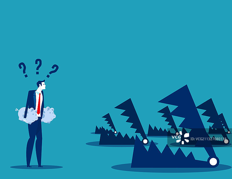 投资陷阱与商人存钱罐图片素材