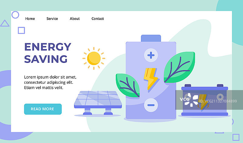 节能绿叶闪电电池图片素材