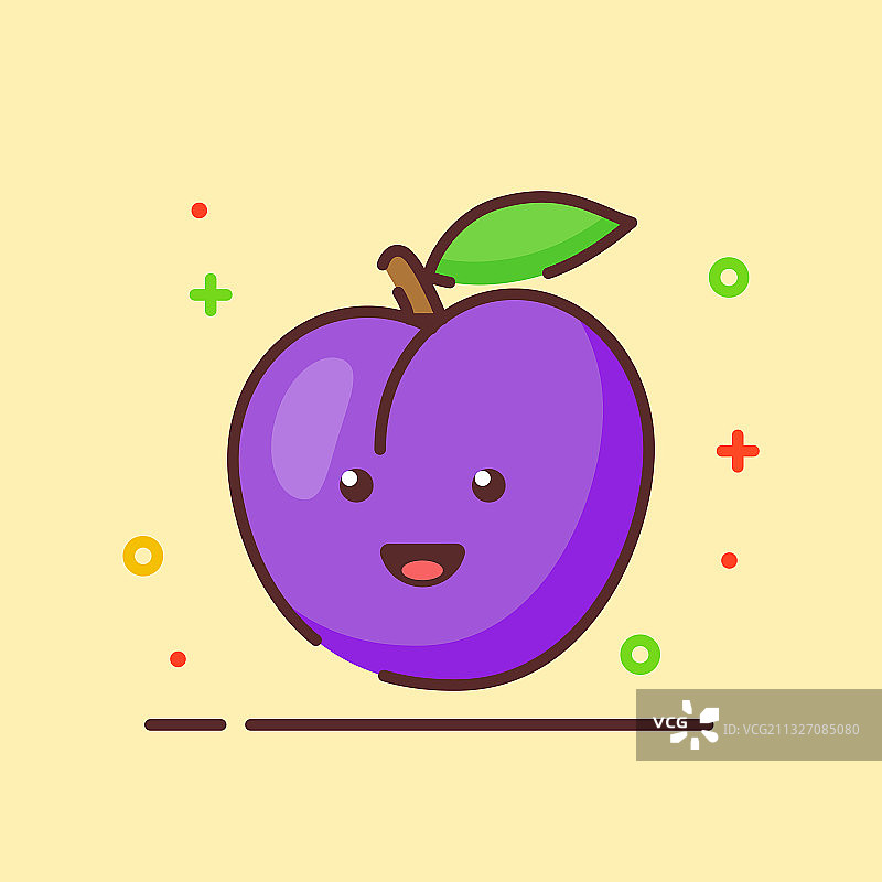 可爱的李子吉祥物快乐表情水果图片素材