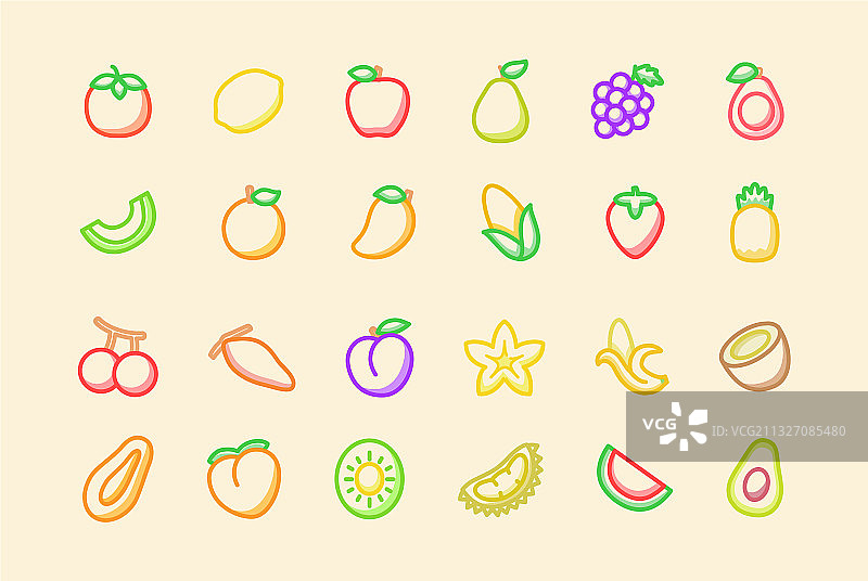热带水果图标合集套装图片素材