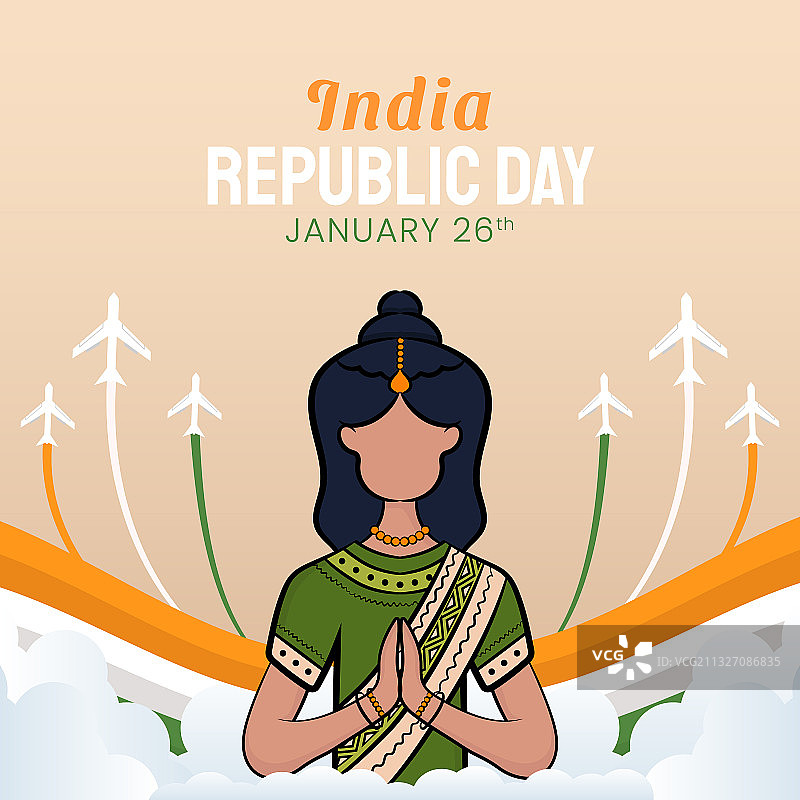 手绘印度共和国日图片素材
