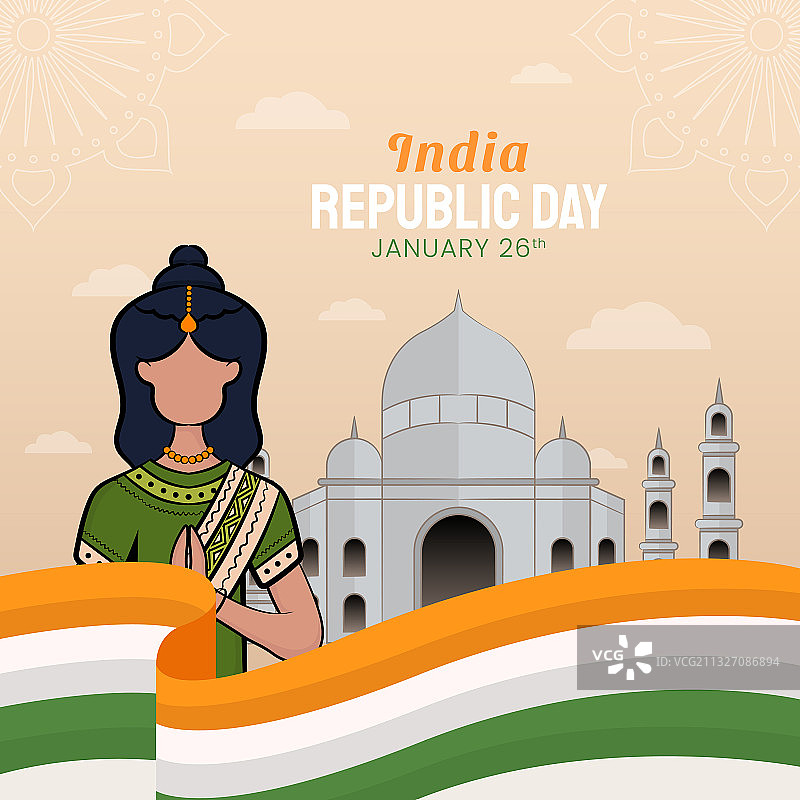 手绘印度共和国日图片素材