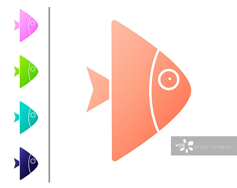 珊瑚色鱼类图标合集图片素材