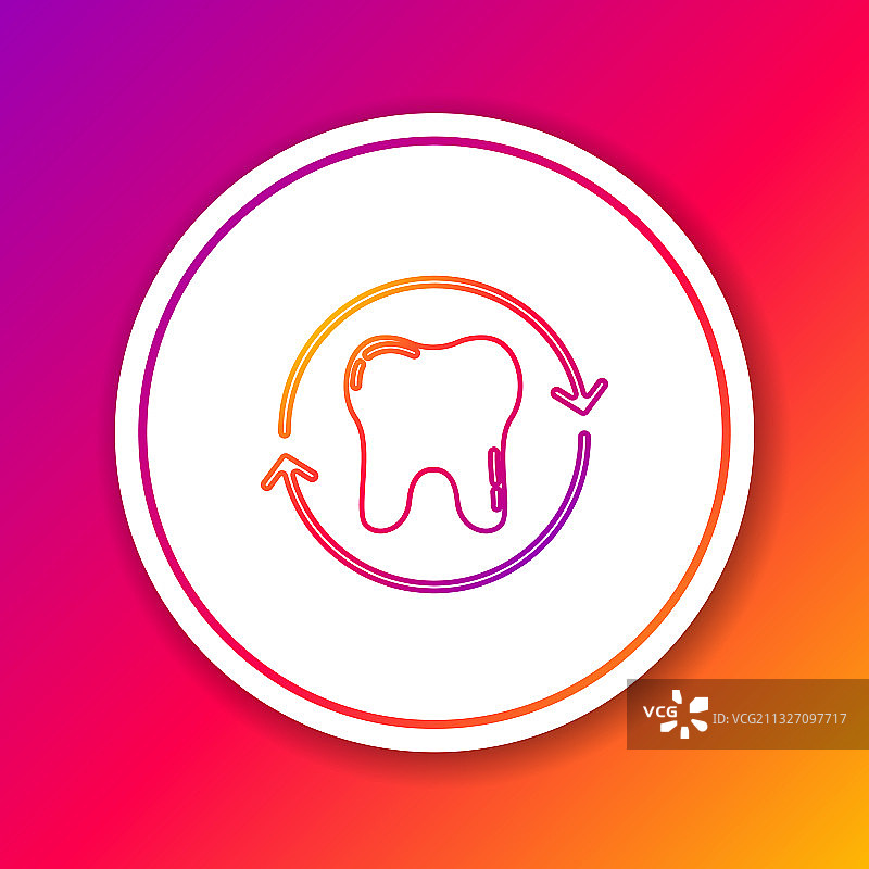 牙齿美白概念彩色线条图标图片素材
