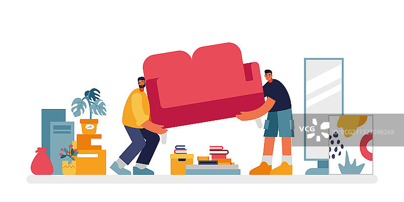 两个人搬运沙发图片素材