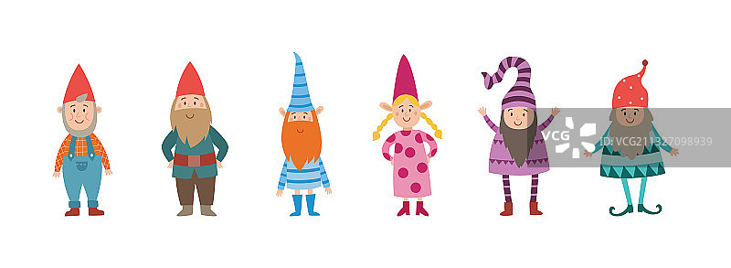 一排有趣的矮人图片素材