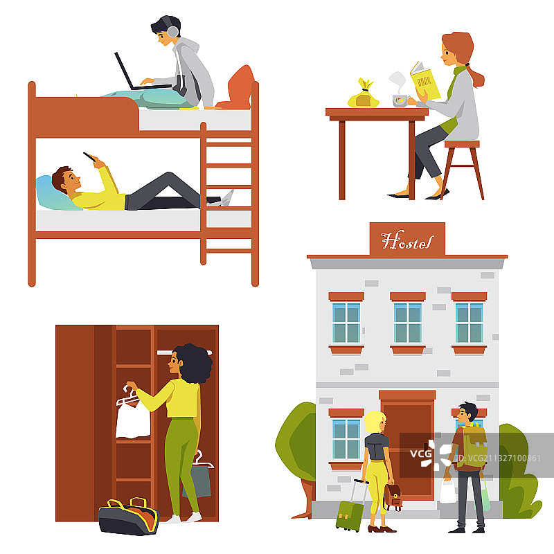 旅馆宿舍家具游客图案合集图片素材