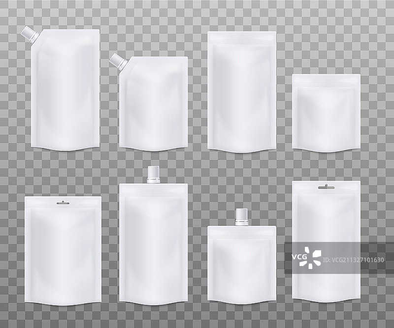 空白白色自立袋样机图片素材