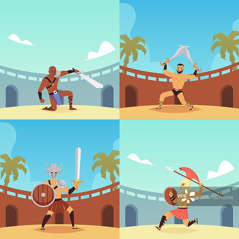 配备武器的角斗士、军团士兵或斯巴达士兵图片素材