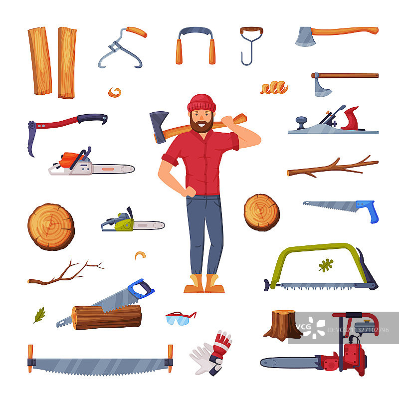 伐木工人在砍木头图片素材