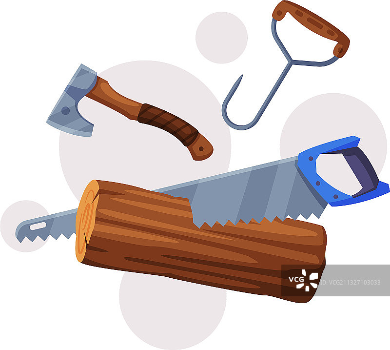 带齿锯片和木柄斧图片素材
