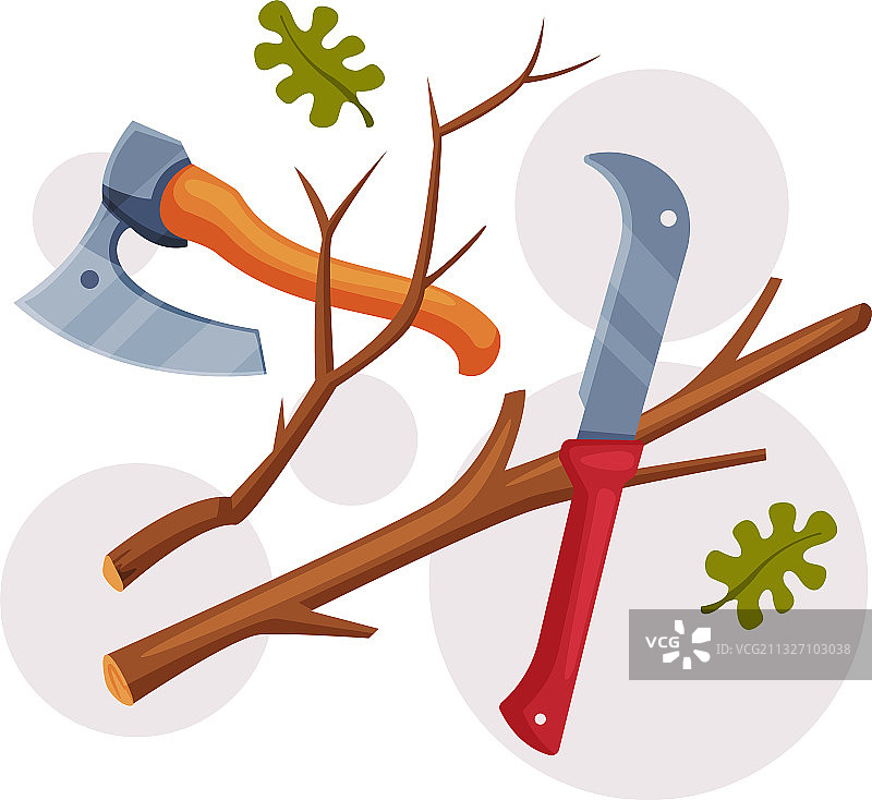 锯齿刀片和木柄斧图片素材